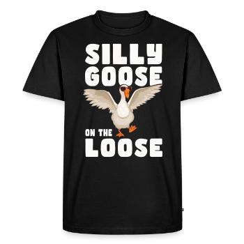 L’oie stupide en liberté - T-shirt Premium bio Homme - noir - Devant - Nico (187cm)