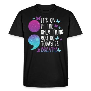 psycMental Health Warrior Violet Et Turquoise - T-shirt Premium bio Homme - noir - Devant - Nico (187cm)