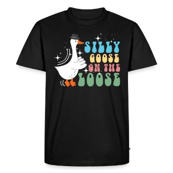 L’oie stupide en liberté - T-shirt Premium bio Homme - noir - Devant - Nico (187cm)