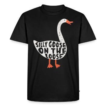 L’oie stupide en liberté - T-shirt Premium bio Homme - noir - Devant - Nico (187cm)