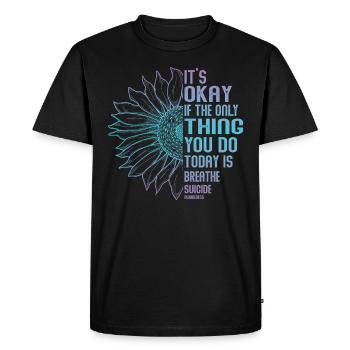 Guerrier de la santé mentale violet et turquoise - T-shirt Premium bio Homme - noir - Devant - Nico (187cm)