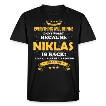 Tout ira bien Niklas est de retour - T-shirt Premium bio Homme - noir - Devant - Nico (187cm)