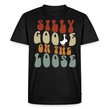L’oie stupide en liberté - T-shirt Premium bio Homme - noir - Devant - Nico (187cm)