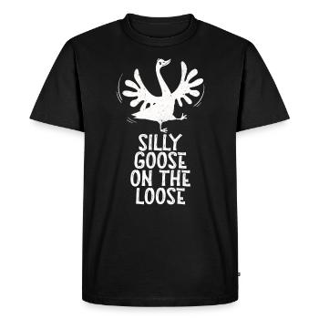L’oie stupide en liberté - T-shirt Premium bio Homme - noir - Devant - Nico (187cm)