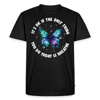 psycMental Health Warrior Violet Et Turquoise - T-shirt Premium bio Homme - noir - Devant - Nico (187cm)