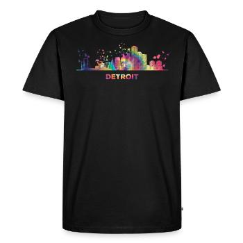 Détroit Skyline Détroit - T-shirt Premium bio Homme - noir - Devant - Nico (187cm)