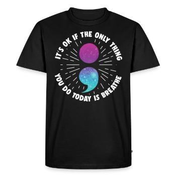 psycMental Health Warrior Violet Et Turquoise - T-shirt Premium bio Homme - noir - Devant - Nico (187cm)