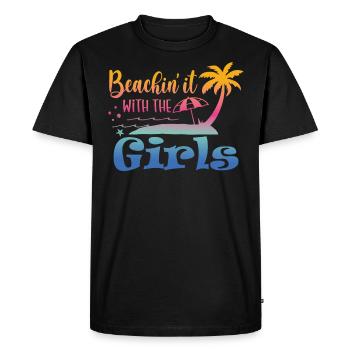 Week-end à la plage avec le voyage entre filles - T-shirt Premium bio Homme - noir - Devant - Nico (187cm)