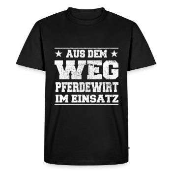 À l’écart Hôte de cheval en action Design - T-shirt Premium bio Homme - noir - Devant - Nico (187cm)