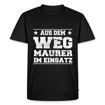 Out of the Way Masons in Action Design - Men's Premium Organic T-Shirt - black - Front - Nico (187cm)