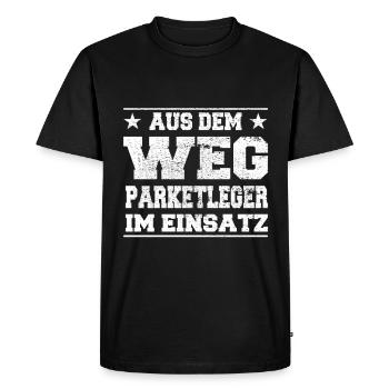Out of the way Parquet Layers in Use Design - Men's Premium Organic T-Shirt - black - Front - Nico (187cm)