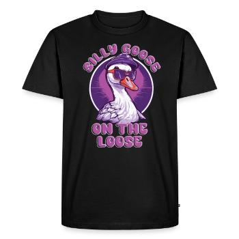 L’oie stupide en liberté - T-shirt Premium bio Homme - noir - Devant - Nico (187cm)