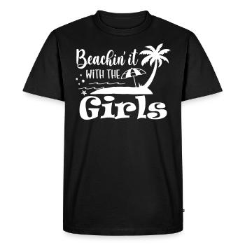 Week-end à la plage avec le voyage entre filles - T-shirt Premium bio Homme - noir - Devant - Nico (187cm)