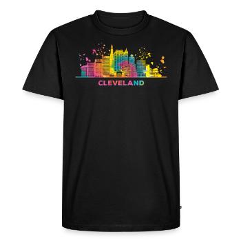 Clevelander Skyline Cleveland - T-shirt Premium bio Homme - noir - Devant - Nico (187cm)