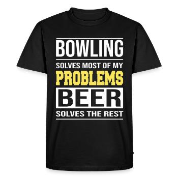 Bowling solves most of my problems Design - Men's Premium Organic T-Shirt - black - Front - Nico (187cm)