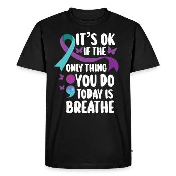 Guerrier de la santé mentale violet et turquoise - T-shirt Premium bio Homme - noir - Devant - Nico (187cm)