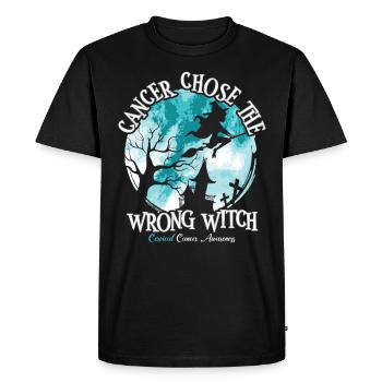 Cancer Witch Teal White Cervical Cancer - Men's Premium Organic T-Shirt - black - Front - Nico (187cm)