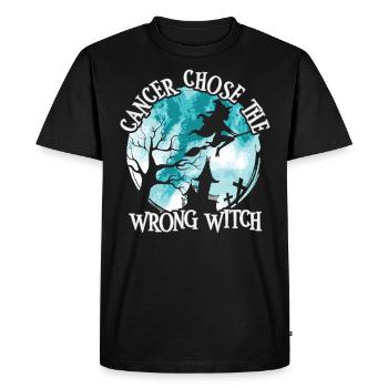 Cancer Witch Teal White Cervical Cancer - Men's Premium Organic T-Shirt - black - Front - Nico (187cm)