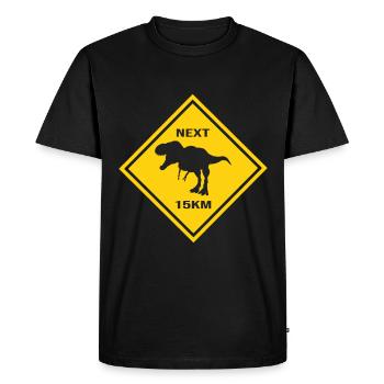 Attention: Albertosaurus crosses the road Design - Men's Premium Organic T-Shirt - black - Front - Nico (187cm)
