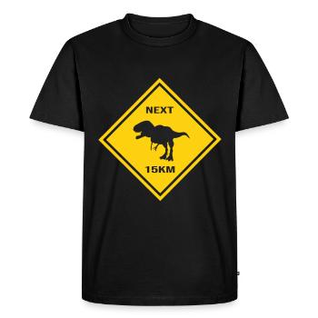 Attention : Carcharodontosaurus traverse la route - T-shirt Premium bio Homme - noir - Devant - Nico (187cm)