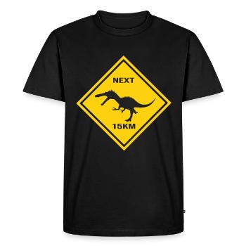 Attention Baryonyx crosses the road design - Men's Premium Organic T-Shirt - black - Front - Nico (187cm)