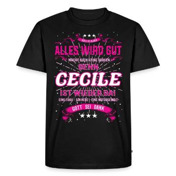 Tout va bien se passer, parce que Cécile est là Outfit - T-shirt Premium bio Homme - noir - Devant - Nico (187cm)