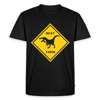 Attention Herrasaurus Crossing the Road Design - T-shirt Premium bio Homme - noir - Devant - Nico (187cm)