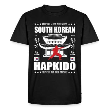 Cool Hapkido Martial Arts Design with Kanji - Men's Premium Organic T-Shirt - black - Front - Nico (187cm)
