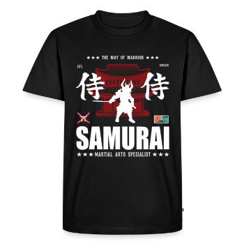 Conception d’arts martiaux de samouraï cool avec Kanji - T-shirt Premium bio Homme - noir - Devant - Nico (187cm)