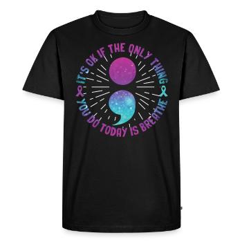 Guerrier de la santé mentale violet et turquoise - T-shirt Premium bio Homme - noir - Devant - Nico (187cm)