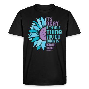 Guerrier de la santé mentale violet et turquoise - T-shirt Premium bio Homme - noir - Devant - Nico (187cm)