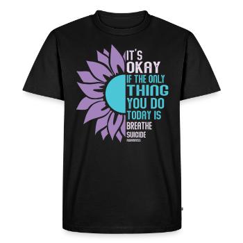 Guerrier de la santé mentale violet et turquoise - T-shirt Premium bio Homme - noir - Devant - Nico (187cm)