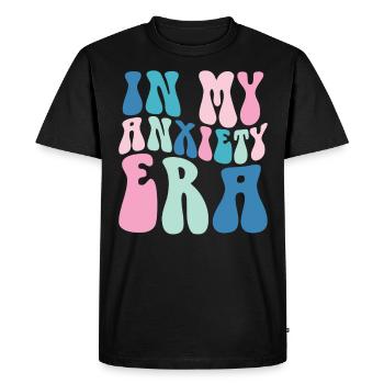 À l’ère de l’anxiété, je repense drôle - T-shirt Premium bio Homme - noir - Devant - Nico (187cm)