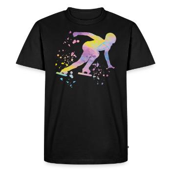Patineuse de vitesse Sportswoman Patinage de vitesse - T-shirt Premium bio Homme - noir - Devant - Nico (187cm)