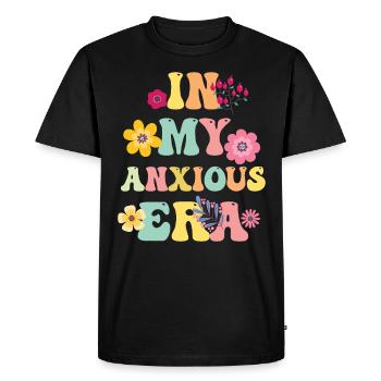 À l’ère de l’anxiété, je repense drôle - T-shirt Premium bio Homme - noir - Devant - Nico (187cm)