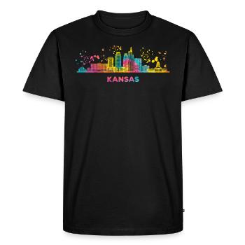 Kansans Skyline Paysage urbain Kansas - T-shirt Premium bio Homme - noir - Devant - Nico (187cm)