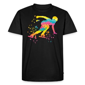 Patineuse de vitesse Sportswoman Patinage de vitesse - T-shirt Premium bio Homme - noir - Devant - Nico (187cm)