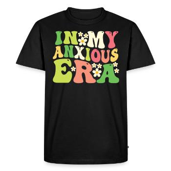À l’ère de l’anxiété, je repense drôle - T-shirt Premium bio Homme - noir - Devant - Nico (187cm)