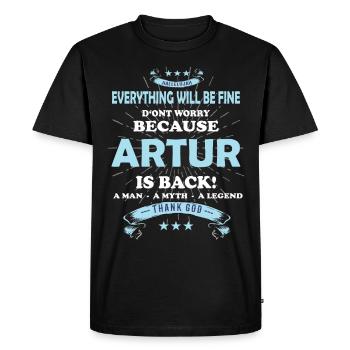 Tout va bien se passer, car Artur Ist da Outfit - T-shirt Premium bio Homme - noir - Devant - Nico (187cm)