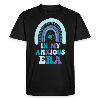À l’ère de l’anxiété, je repense drôle - T-shirt Premium bio Homme - noir - Devant - Nico (187cm)