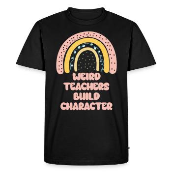 Weird Teachers Build Character Teacher - Men's Premium Organic T-Shirt - black - Front - Nico (187cm)