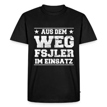 Out of the way Fsjler in action Design - Men's Premium Organic T-Shirt - black - Front - Nico (187cm)