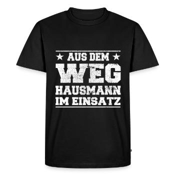 À l’écart Hausmann en action Design - T-shirt Premium bio Homme - noir - Devant - Nico (187cm)