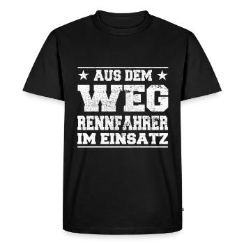 Out of the Way Racer in Action Design - Men's Premium Organic T-Shirt - black - Front - Nico (187cm)