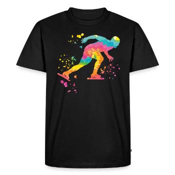 Patineuse de vitesse Sportswoman Patinage de vitesse - T-shirt Premium bio Homme - noir - Devant - Nico (187cm)