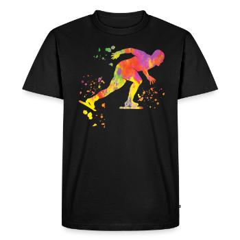 Patineuse de vitesse Sportswoman Patinage de vitesse - T-shirt Premium bio Homme - noir - Devant - Nico (187cm)