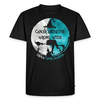 Cancer Witch Teal White Cervical Cancer - Men's Premium Organic T-Shirt - black - Front - Nico (187cm)
