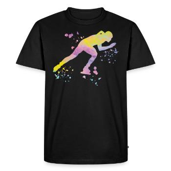 Patineuse de vitesse Sportswoman Patinage de vitesse - T-shirt Premium bio Homme - noir - Devant - Nico (187cm)
