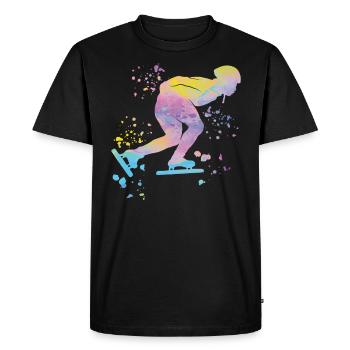 Patineuse de vitesse Sportswoman Patinage de vitesse - T-shirt Premium bio Homme - noir - Devant - Nico (187cm)