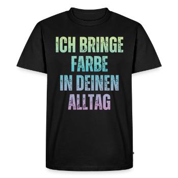 J’amène le peintre peintre papa vernisher - T-shirt Premium bio Homme - noir - Devant - Nico (187cm)